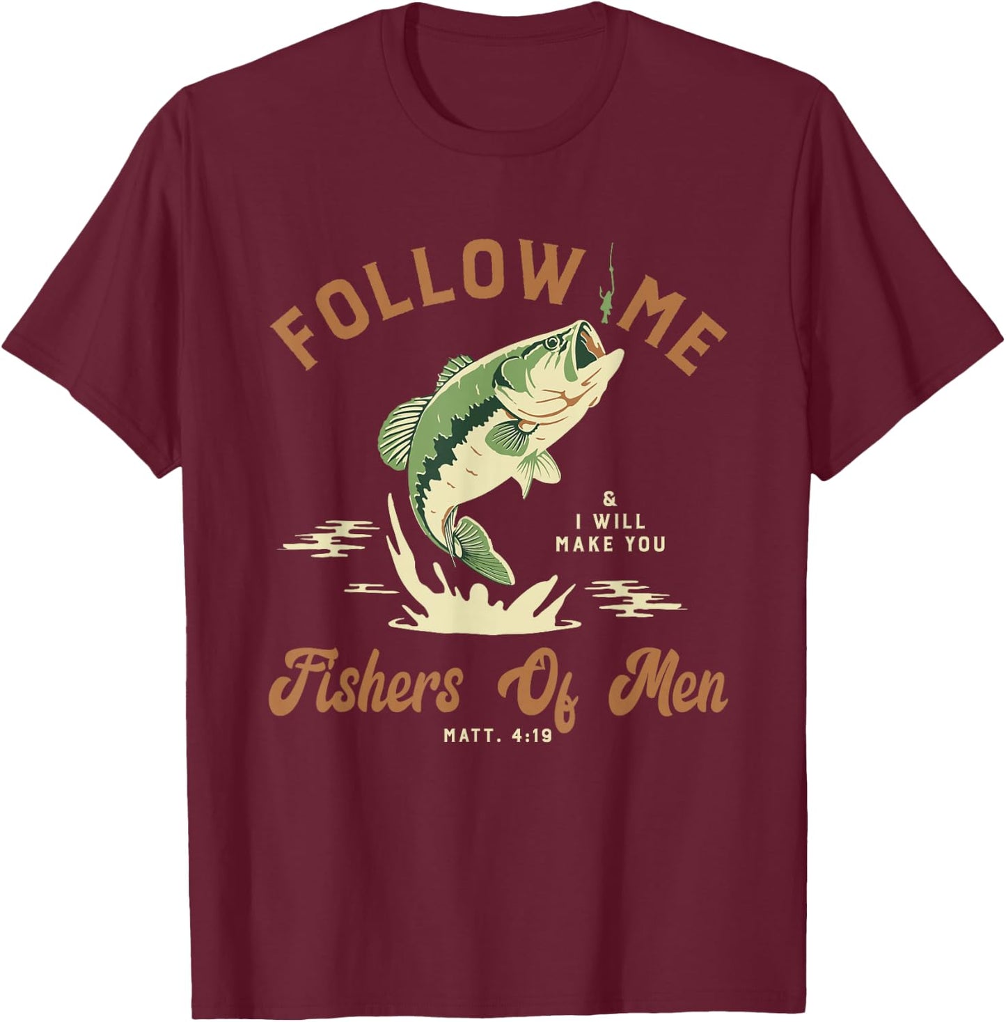 Fishers Of Men Retro Vintage Christian Bible Gift T-Shirt - T-Shirt | Maroon