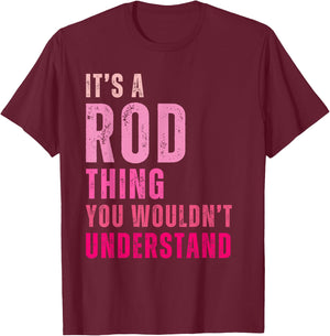 Rod Personalized Names Apparel Vintage , Black, Small, Short Sleeve, Letter Print, Vintage Design T-Shirt - T-Shirt | Maroon