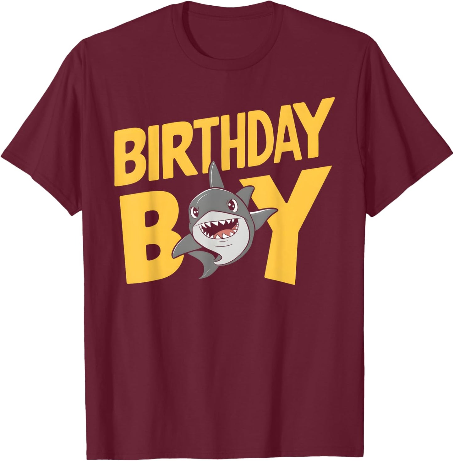 Shark Sea Ocean Theme Birthday Party for Kids Boy Toddler T-Shirt - T-Shirt | Maroon