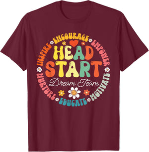 Head Start Dream Team Squad Teacher Headstart Back To School T-Shirt - T-Shirt | Maroon