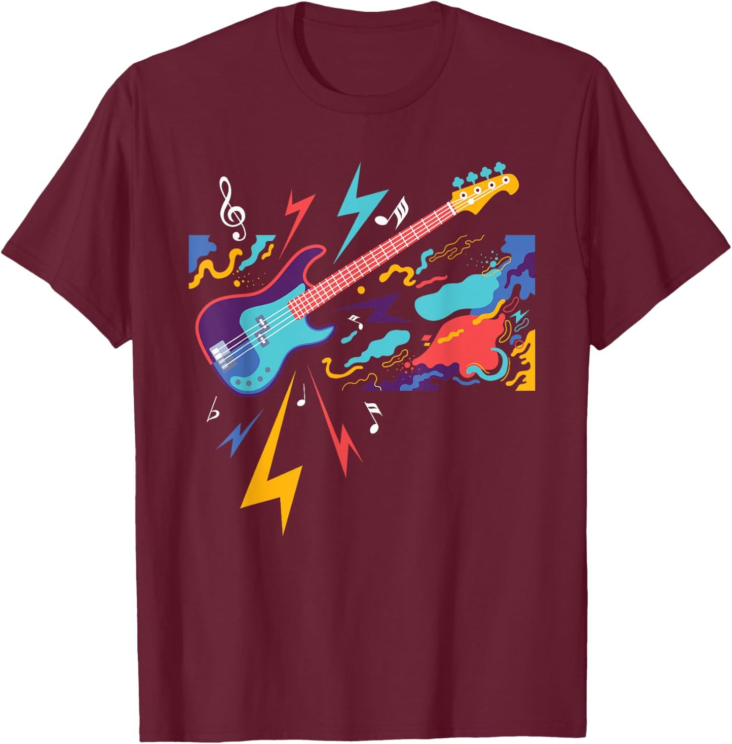 Electric Guitar - Guitar Player Guitarist Rock Musician T-Shirt - T-Shirt | Maroon
