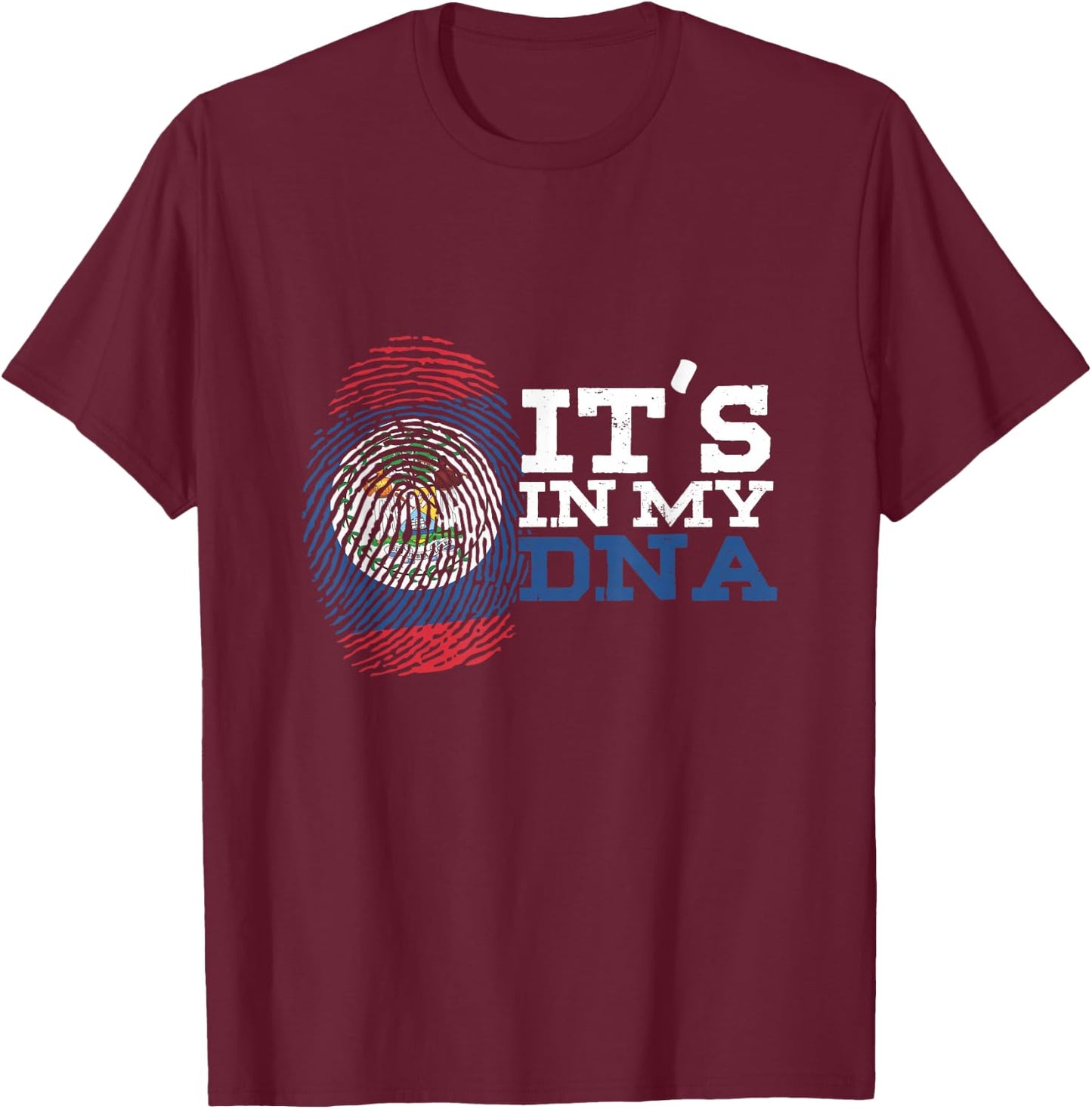 Belizean Descent Roots Heritage It's In My DNA Belize Flag T-Shirt - T-Shirt | Maroon
