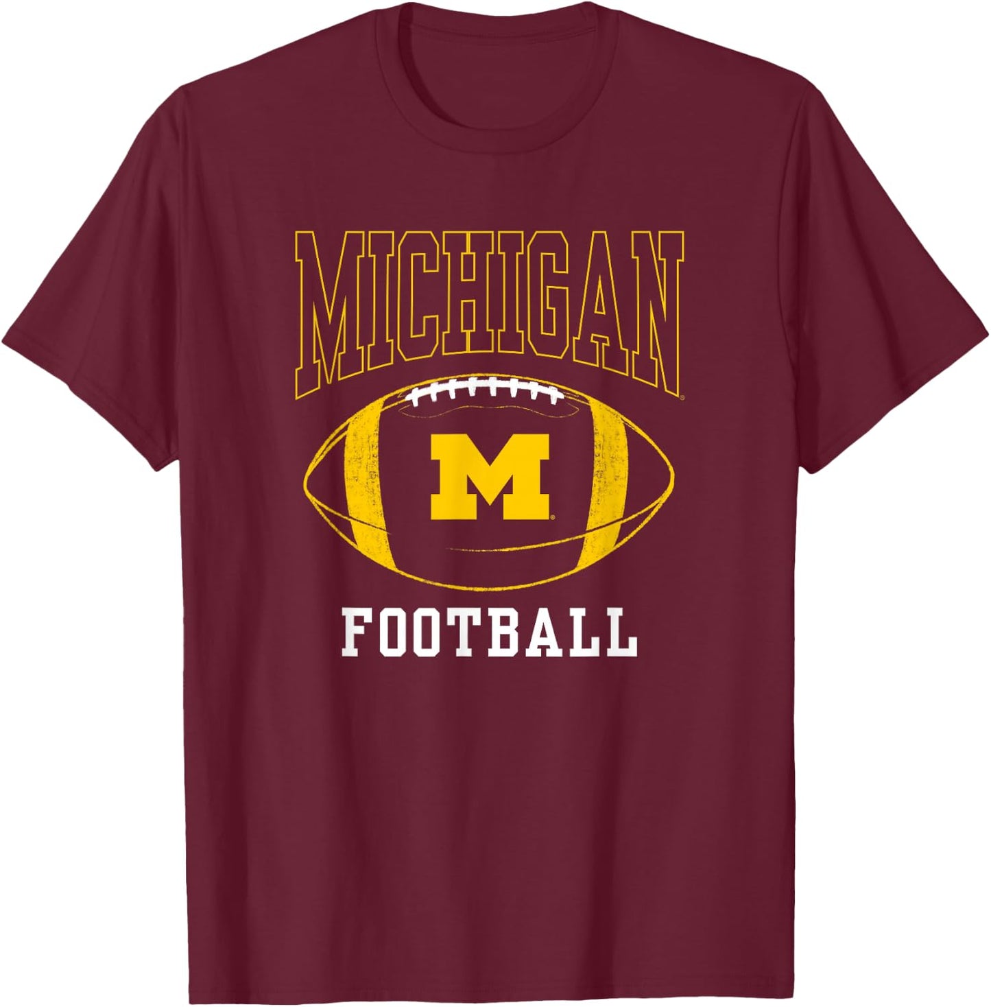 University of Michigan Wolverines U of M Football Ball T-Shirt - T-Shirt | Maroon