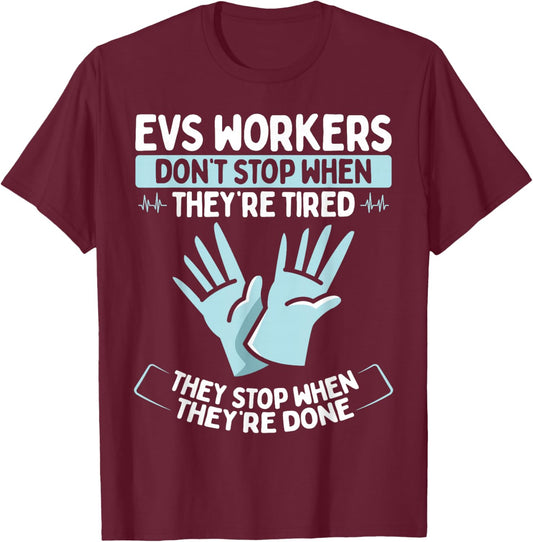 EVS Tech Essentials EVS Technician Badge Buddy EVS Worker T-Shirt - T-Shirt | Maroon