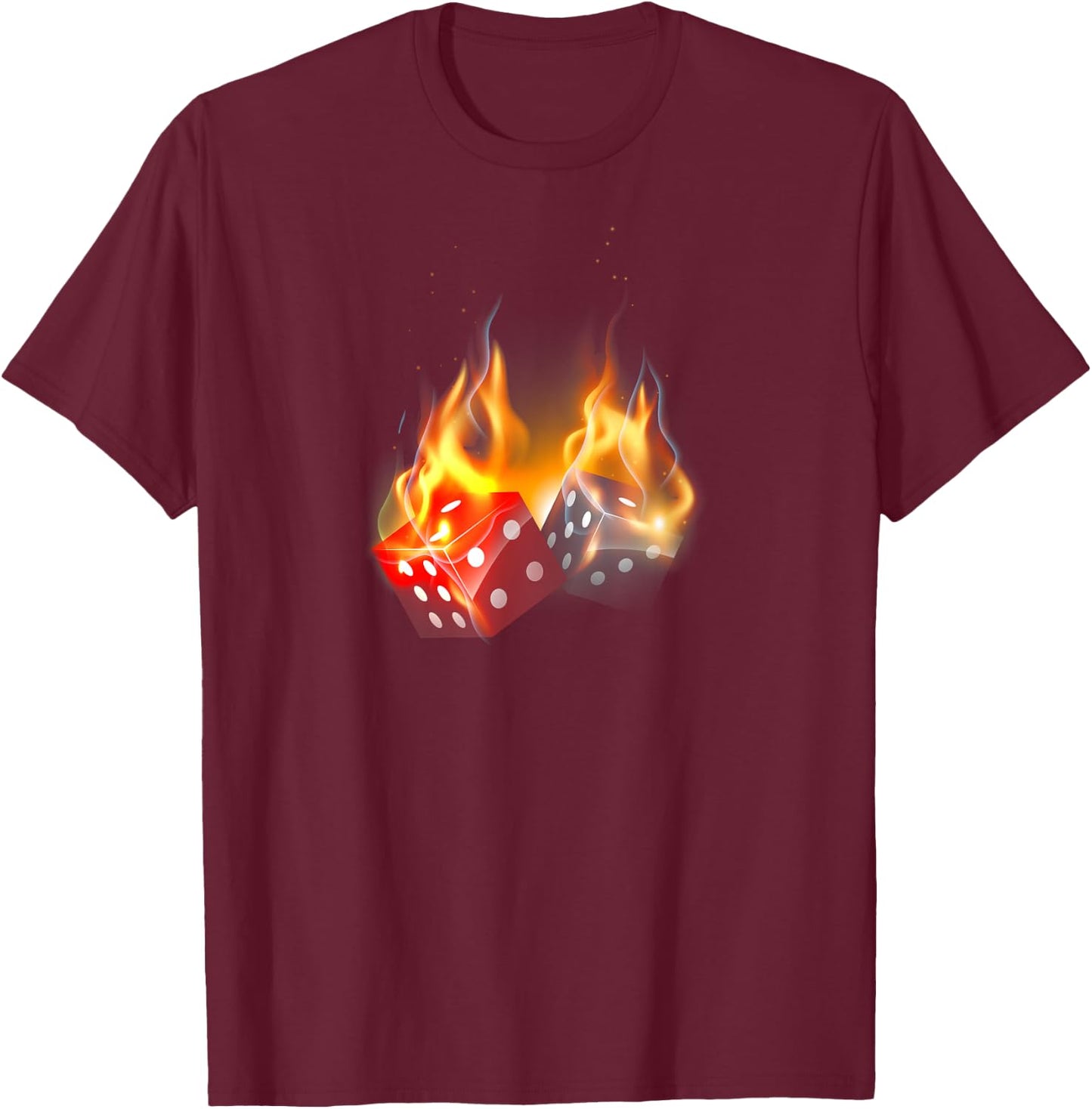Las Vegas Casino Dice Flame Fire Cool T-Shirt - T-Shirt | Maroon