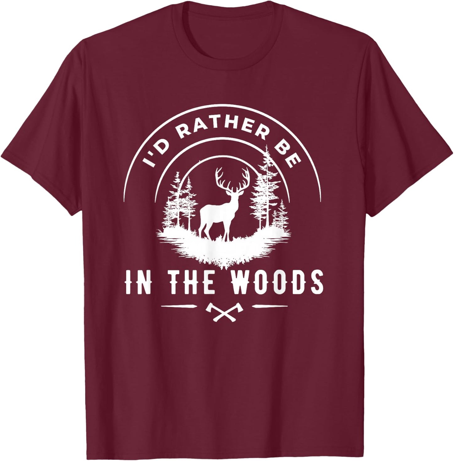 i'd rather be in the woods Hunting Deer T-Shirt - T-Shirt | Maroon