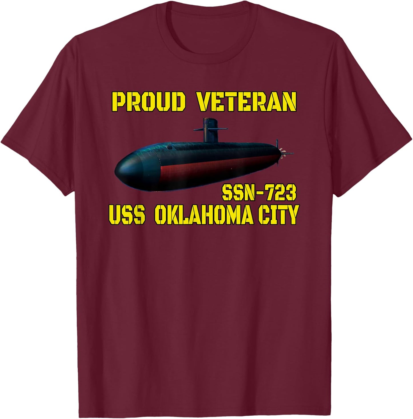 USS Oklahoma City SSN-723 Submarine Veterans Day Fathers Day T-Shirt - T-Shirt | Maroon