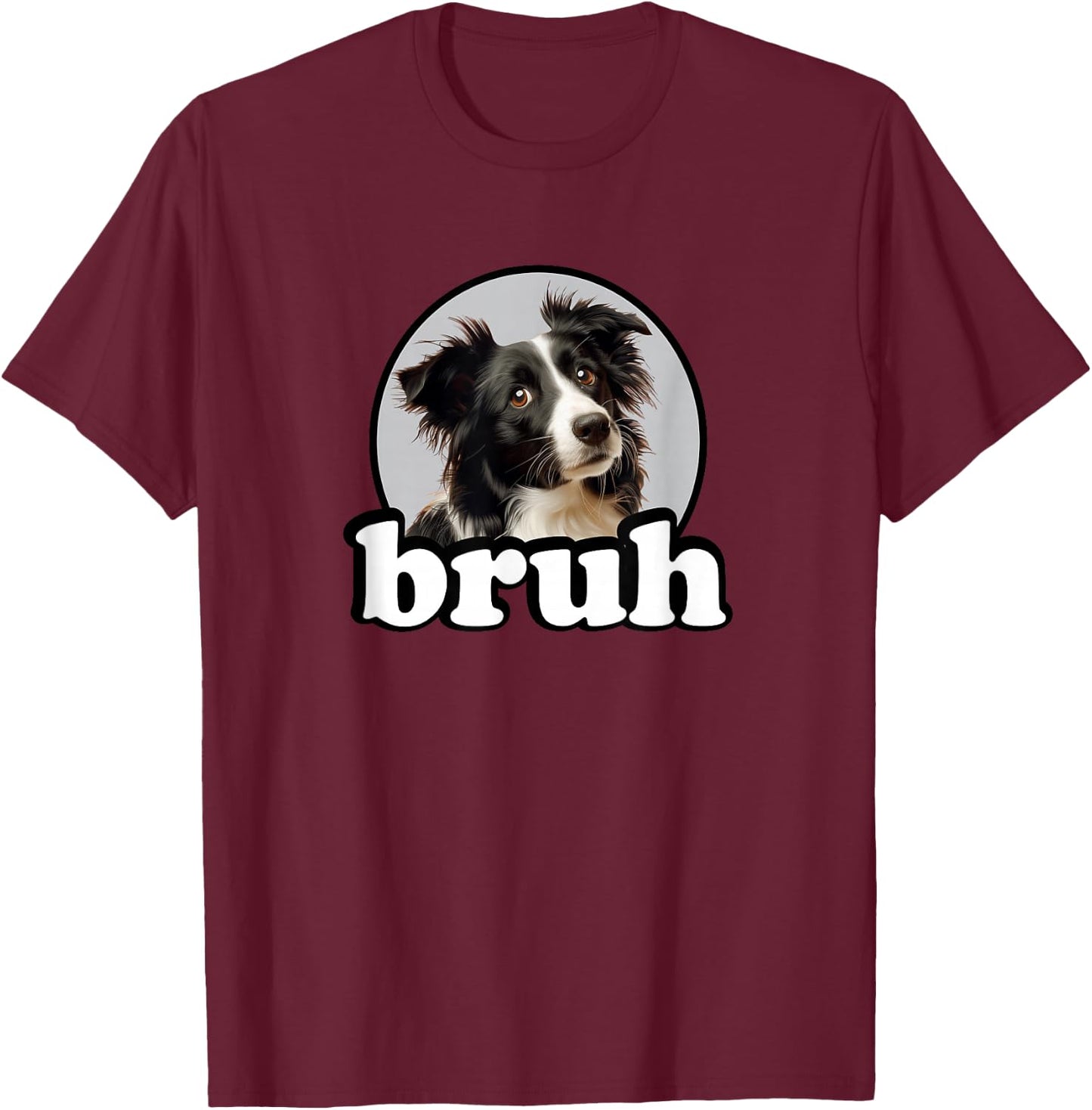 Kids Bro Bruh Black & White Border Collie Lover T-Shirt - T-Shirt | Maroon