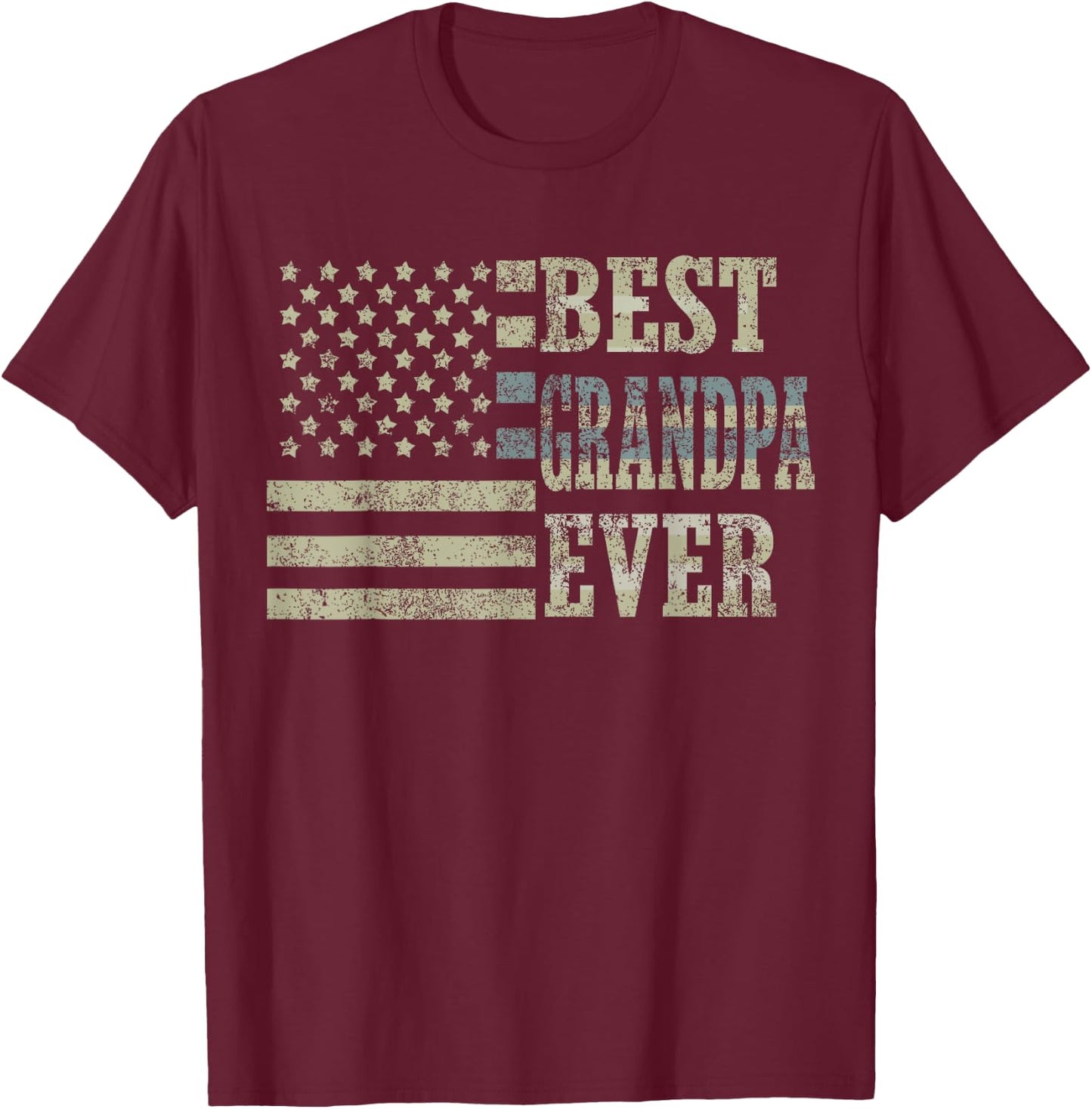 Best Grandpa Ever American Flag USA Flag Men T-Shirt - T-Shirt | Maroon