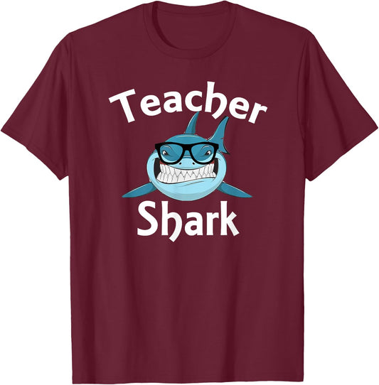 Teacher Shark Funny Teacher Women T-Shirt - T-Shirt | Maroon