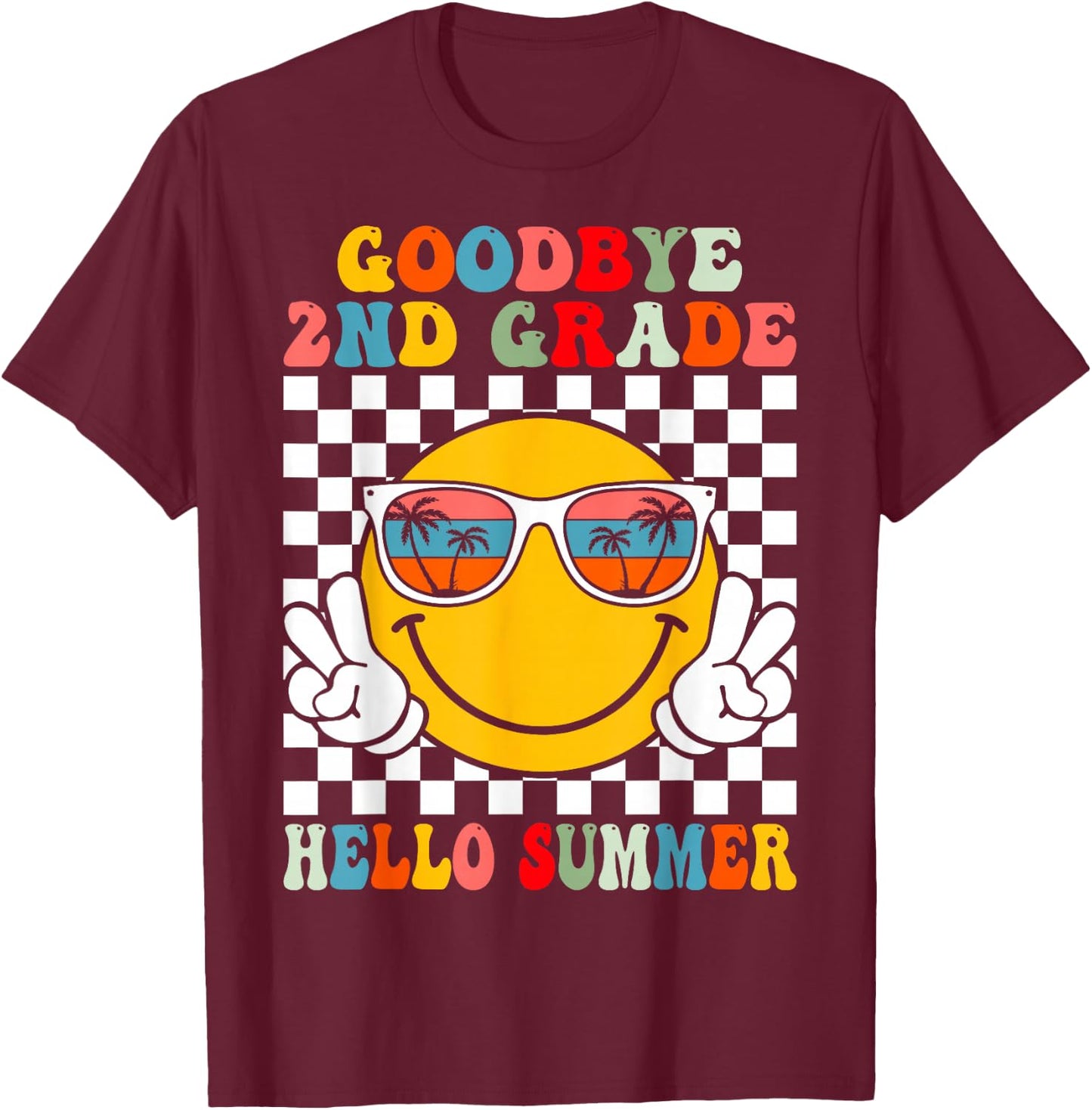 Goodbye 2nd Grade Hello Summer Last Day Of School Boys Kids T-Shirt - T-Shirt | Maroon