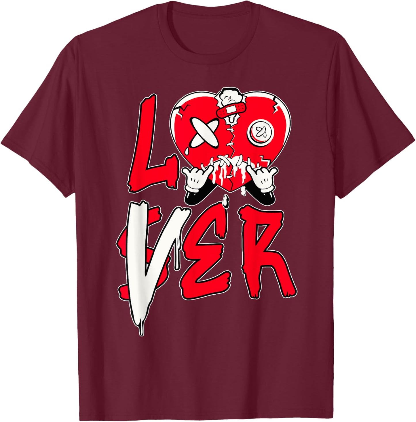 Red Loser Lover Pink Drip Heart Matching Women T-Shirt - T-Shirt | Maroon