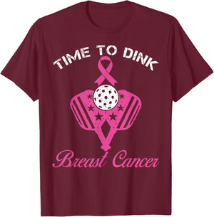 Time To Dink Breast Cancer Awareness Pickleball Pink T-Shirt - T-Shirt | Maroon