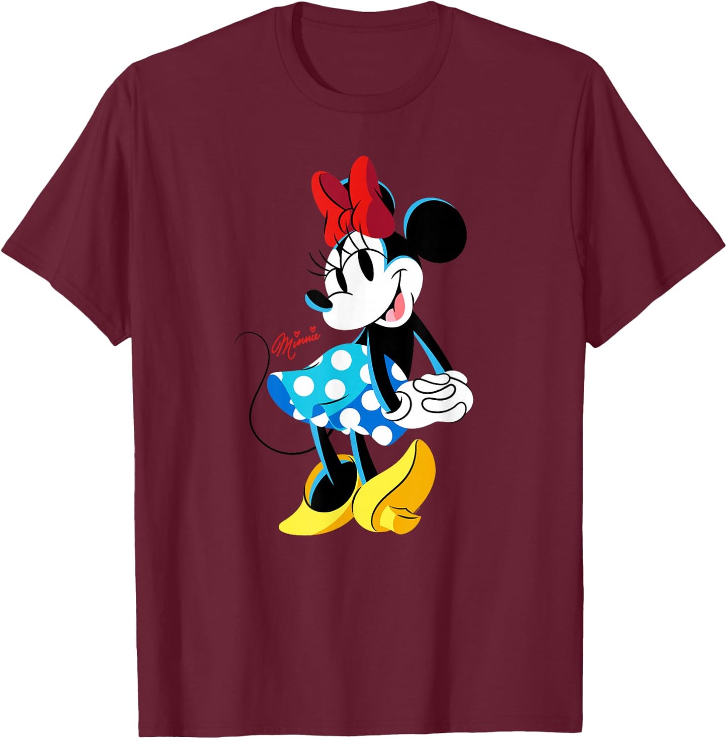Disney Minnie Mouse Polka-Dot Skirt Cute Retro Vintage Pose T-Shirt - T-Shirt | Maroon