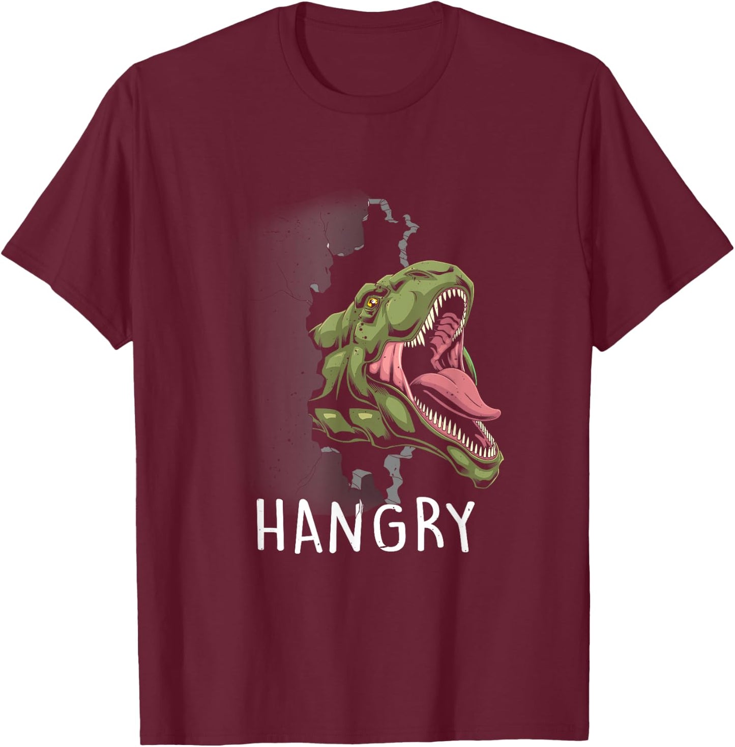 Funny Hangry T-Rex Lover Dinosaur Animal Cartoon T-Shirt - T-Shirt | Maroon
