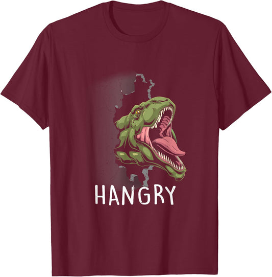 Funny Hangry T-Rex Lover Dinosaur Animal Cartoon T-Shirt - T-Shirt | Maroon
