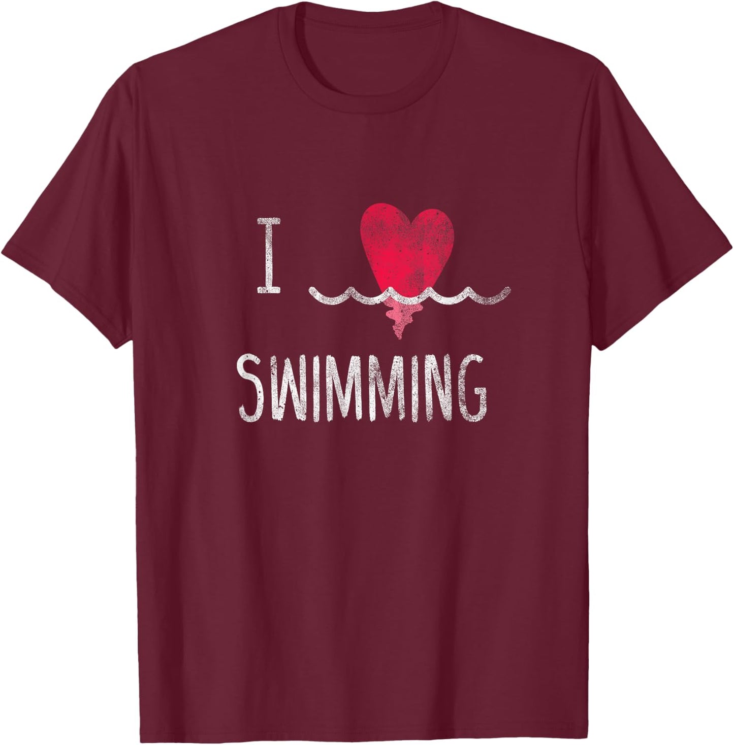 Vintage I Love Swimming Shirt - Swim Family Swimmer T-Shirt - T-Shirt | Maroon