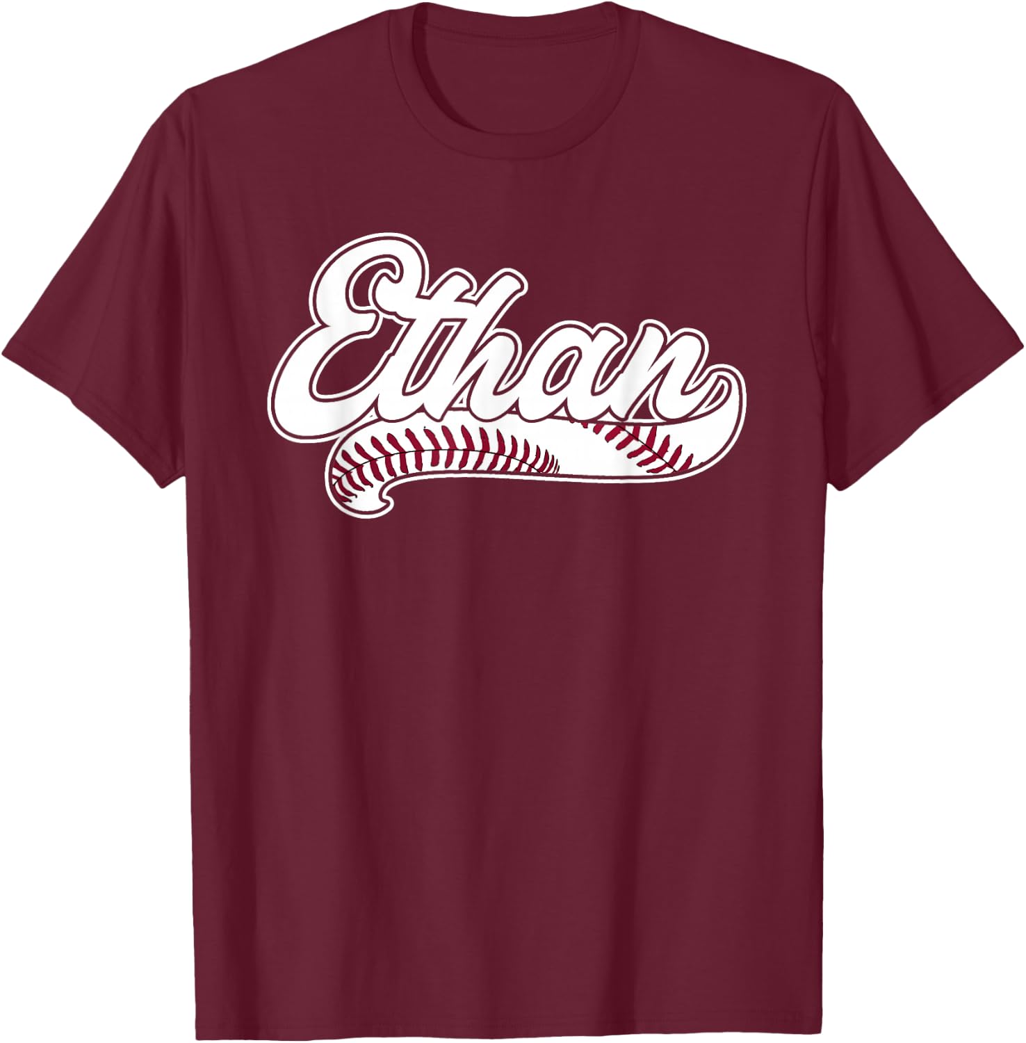 Ethan Personalized Baseball Fan Birthday Name T-Shirt - T-Shirt | Maroon