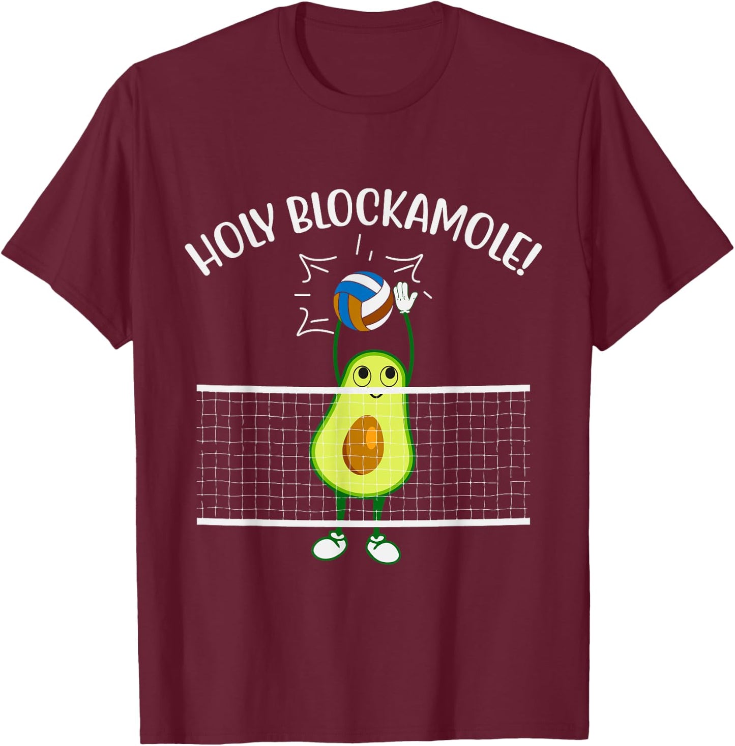 Holy Blockamole Volleyball Men Women Kids Volleyball Avocado T-Shirt - T-Shirt | Maroon