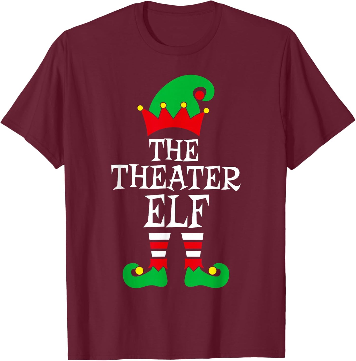 The Theater Elf Cool Christmas Apparel T-Shirt - T-Shirt | Maroon