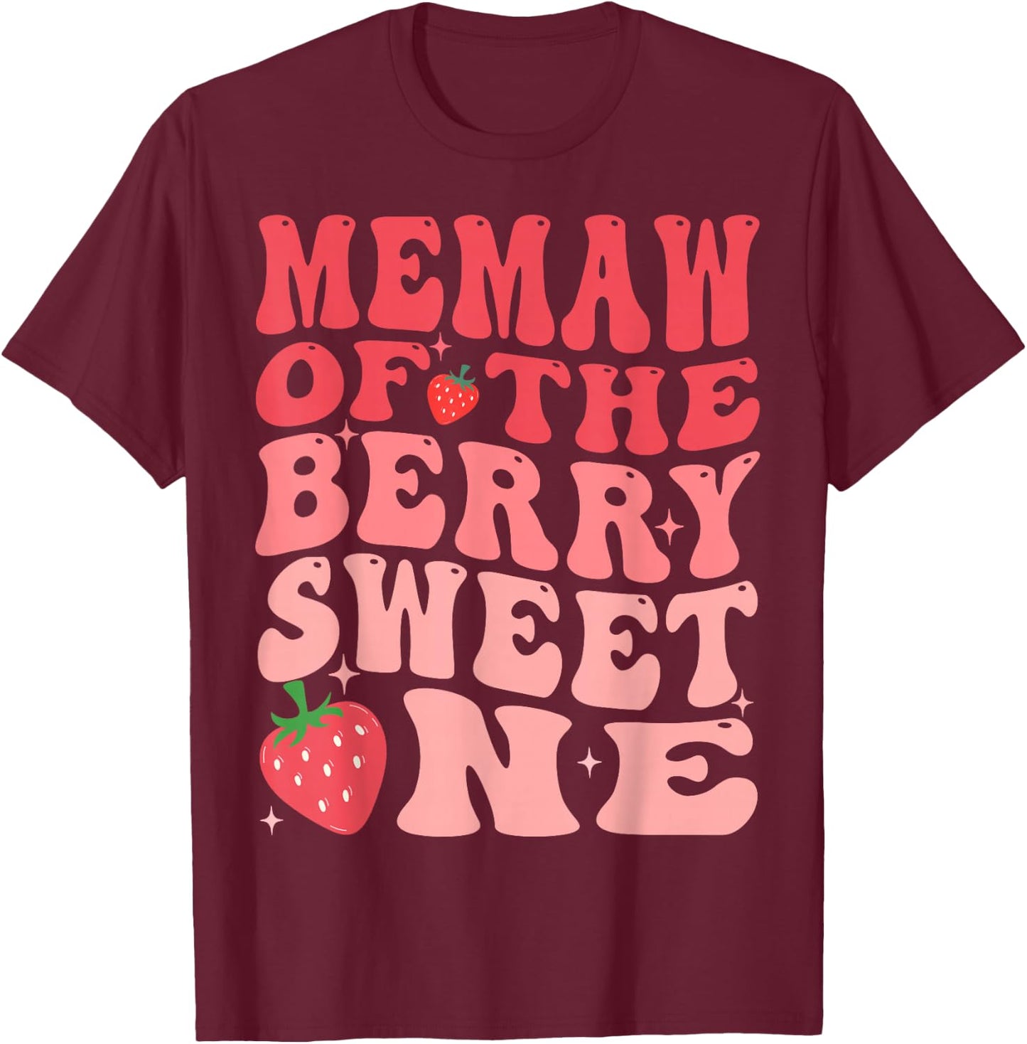 Memaw Of The Berry Sweet One 1st Birthday Strawberry T-Shirt - T-Shirt | Maroon