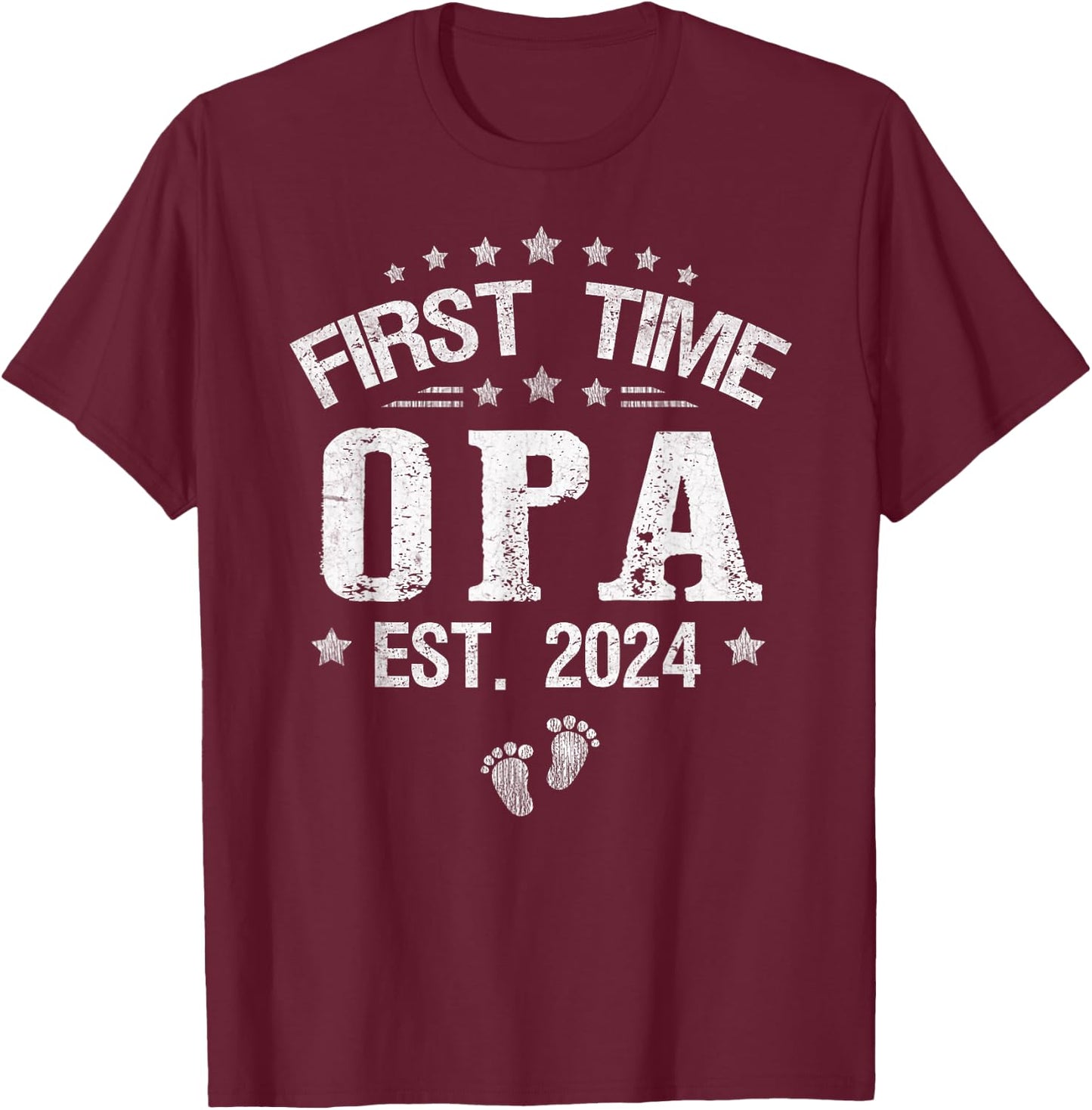 First time Opa est.2024 Father's Day Promoted To Opa T-Shirt - T-Shirt | Maroon