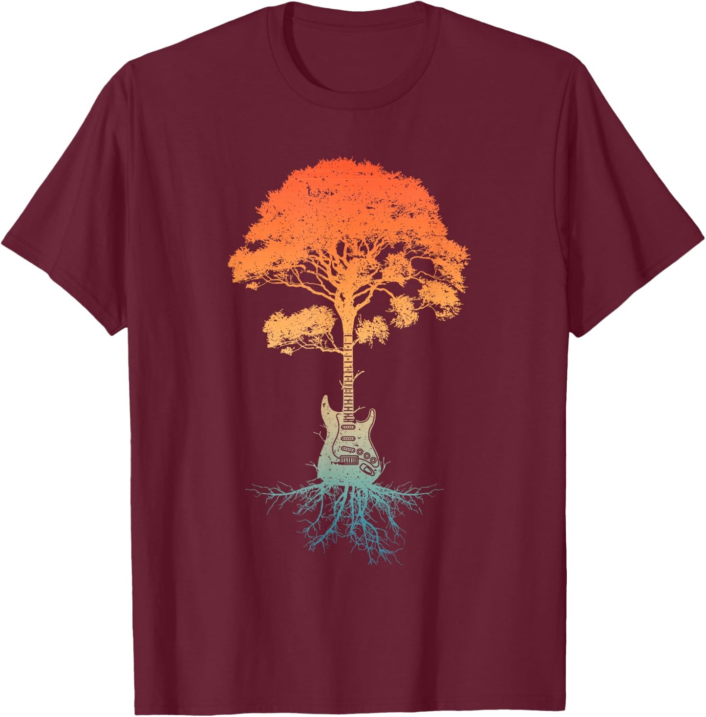 Guitar Art Women Guitar Player Rockstar Guitarist T-Shirt - T-Shirt | Maroon