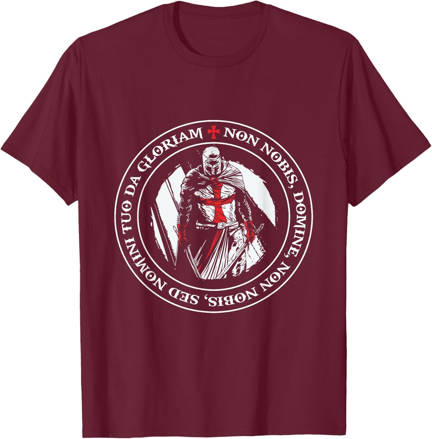Caballero Templario Con Escudo Cruzado Y Cruz Templaria T-Shirt - T-Shirt | Maroon