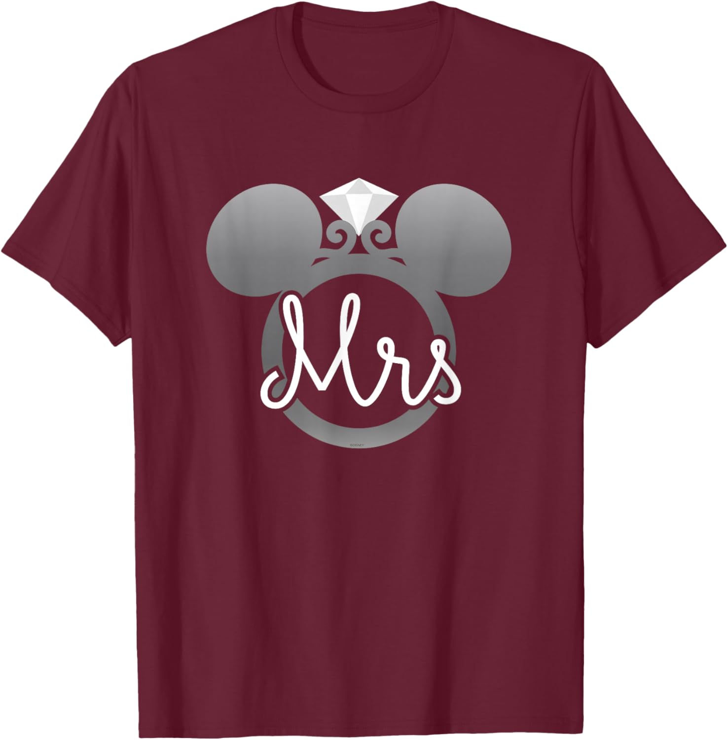 Disney Mickey Mouse Diamond Wedding Ring Bride Wife Mrs T-Shirt - T-Shirt | Maroon