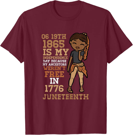 1865 My Independence Day Juneteenth Black Girl Women Kids T-Shirt - T-Shirt | Maroon