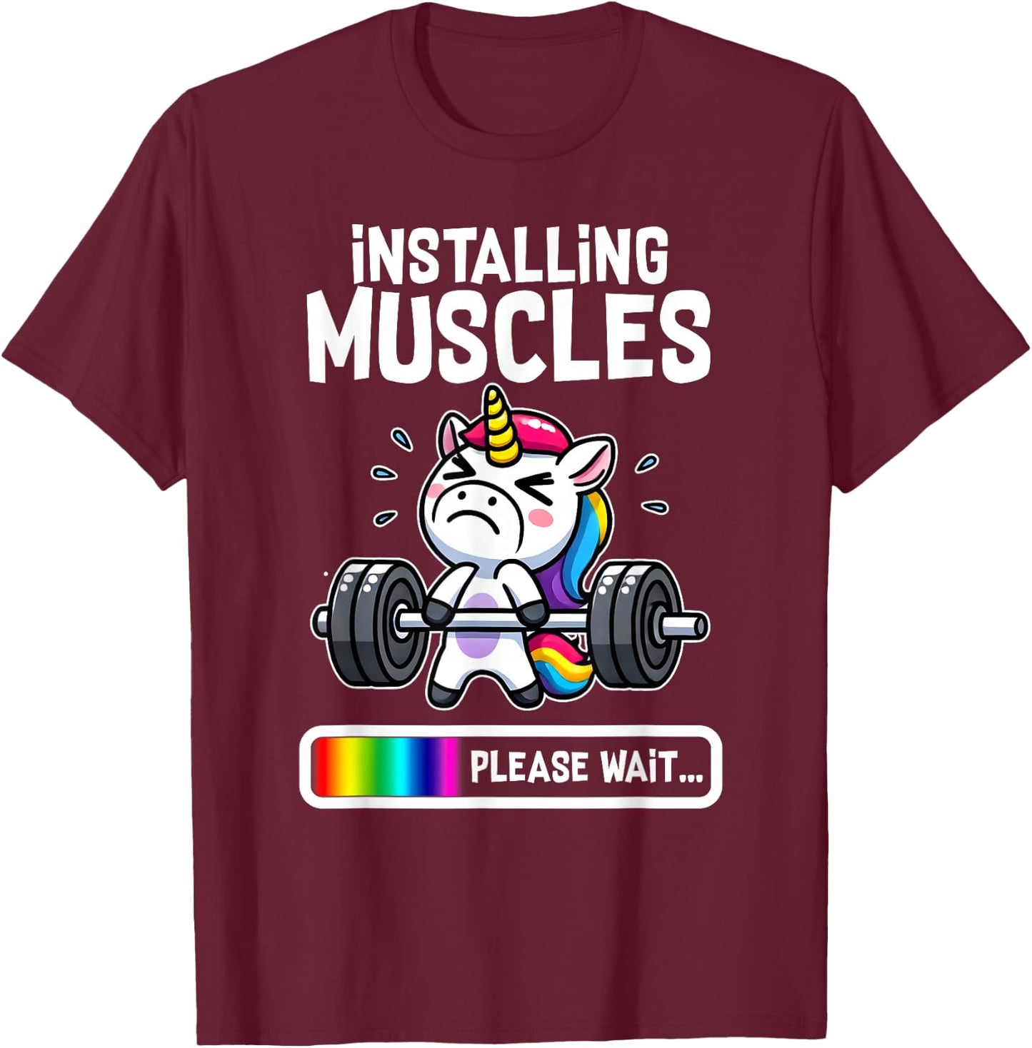 Funny Cute Unicorn Workout Gym Fitness Weightlifting Gift T-Shirt - T-Shirt | Maroon