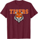 Tigers Volleyball Team - Tiger Mascot Sport Gift T-Shirt - T-Shirt | Maroon