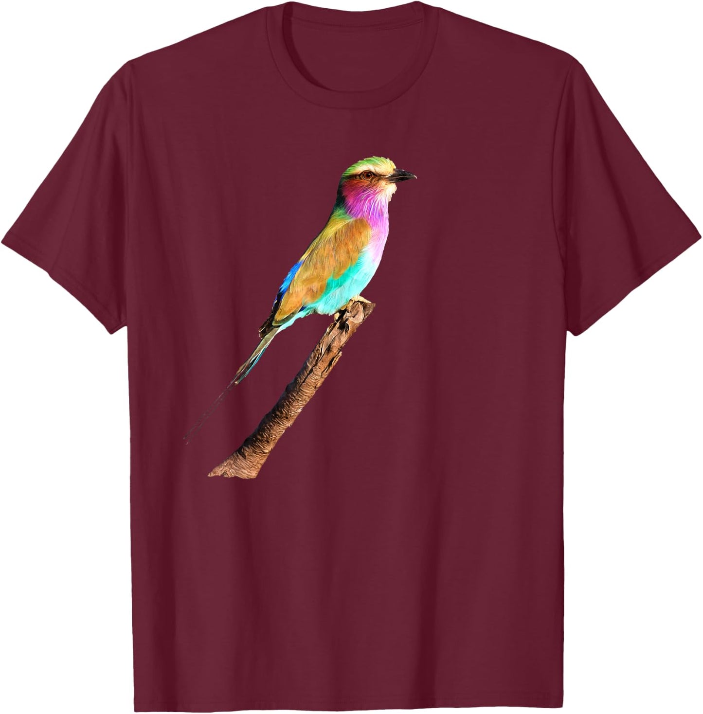 Lilac-breasted Roller Artwork for Bird Watchers T-Shirt - T-Shirt | Maroon