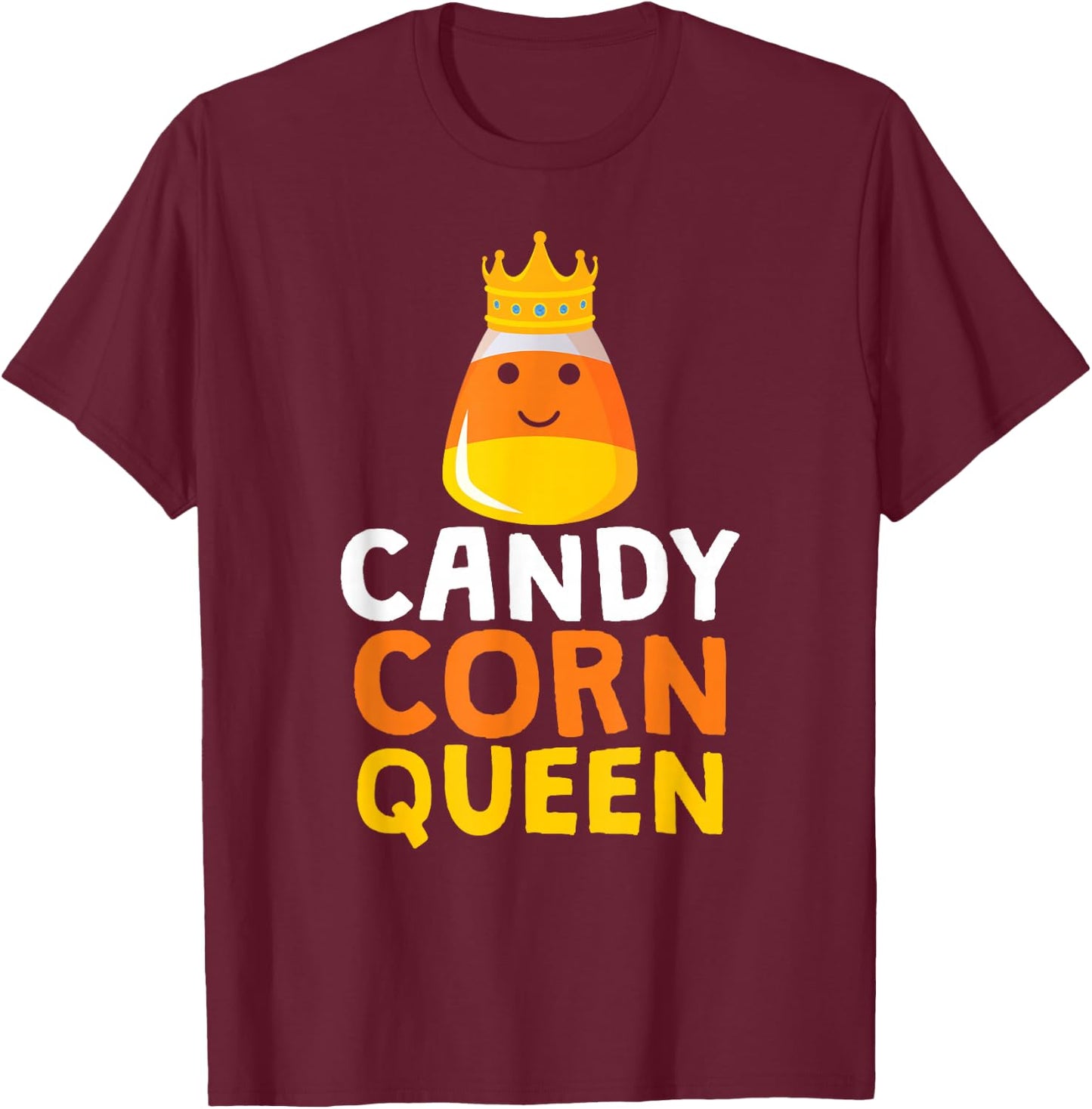 Candy Corn Queen Cute Halloween Kawaii Crown T-Shirt - T-Shirt | Maroon