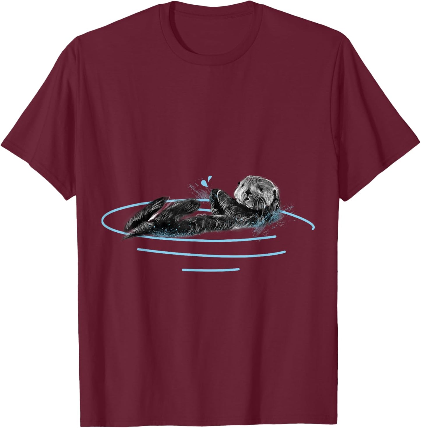 Sea Otter T Shirt - Marine Mammal T-Shirt - T-Shirt | Maroon