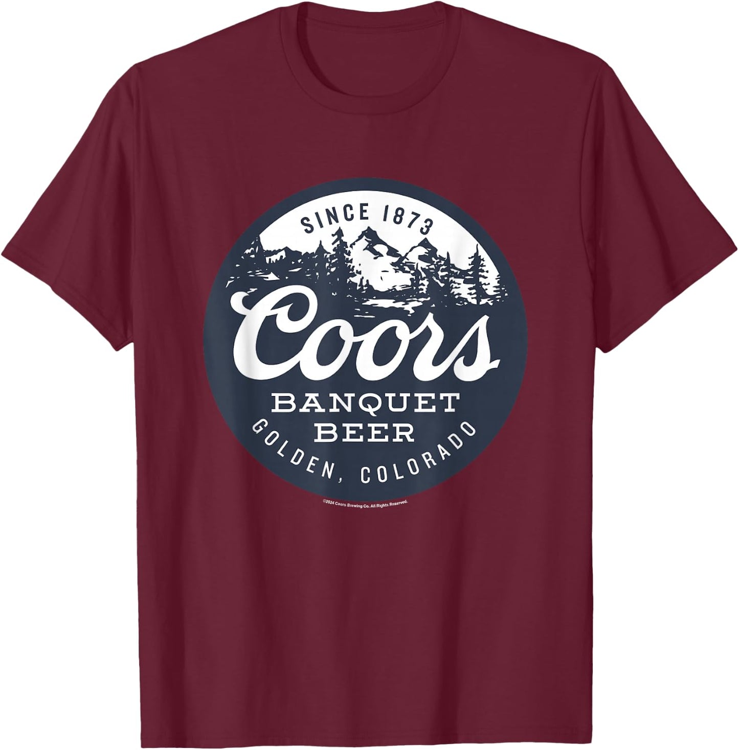 Coors Banquet Golden Colorado Circle Mountain Badge T-Shirt - T-Shirt | Maroon