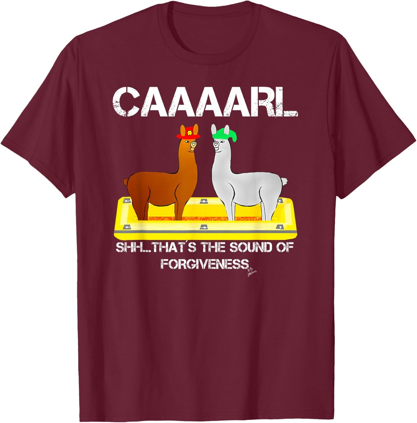 Lamas mit Hten Kollektion by Jean Olivier - -Adults Sound of Forgiveness Funny Llama - Black, Small T-Shirt - T-Shirt | Maroon