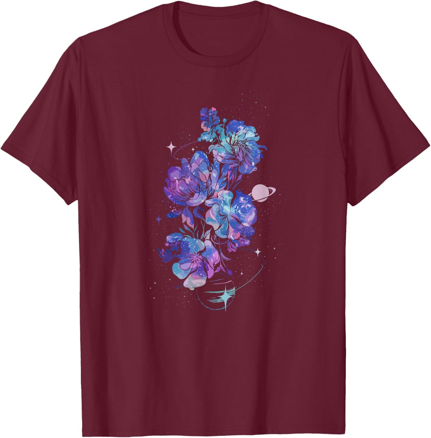 GALAXY FLORAL Graphic T-Shirt - T-Shirt | Maroon