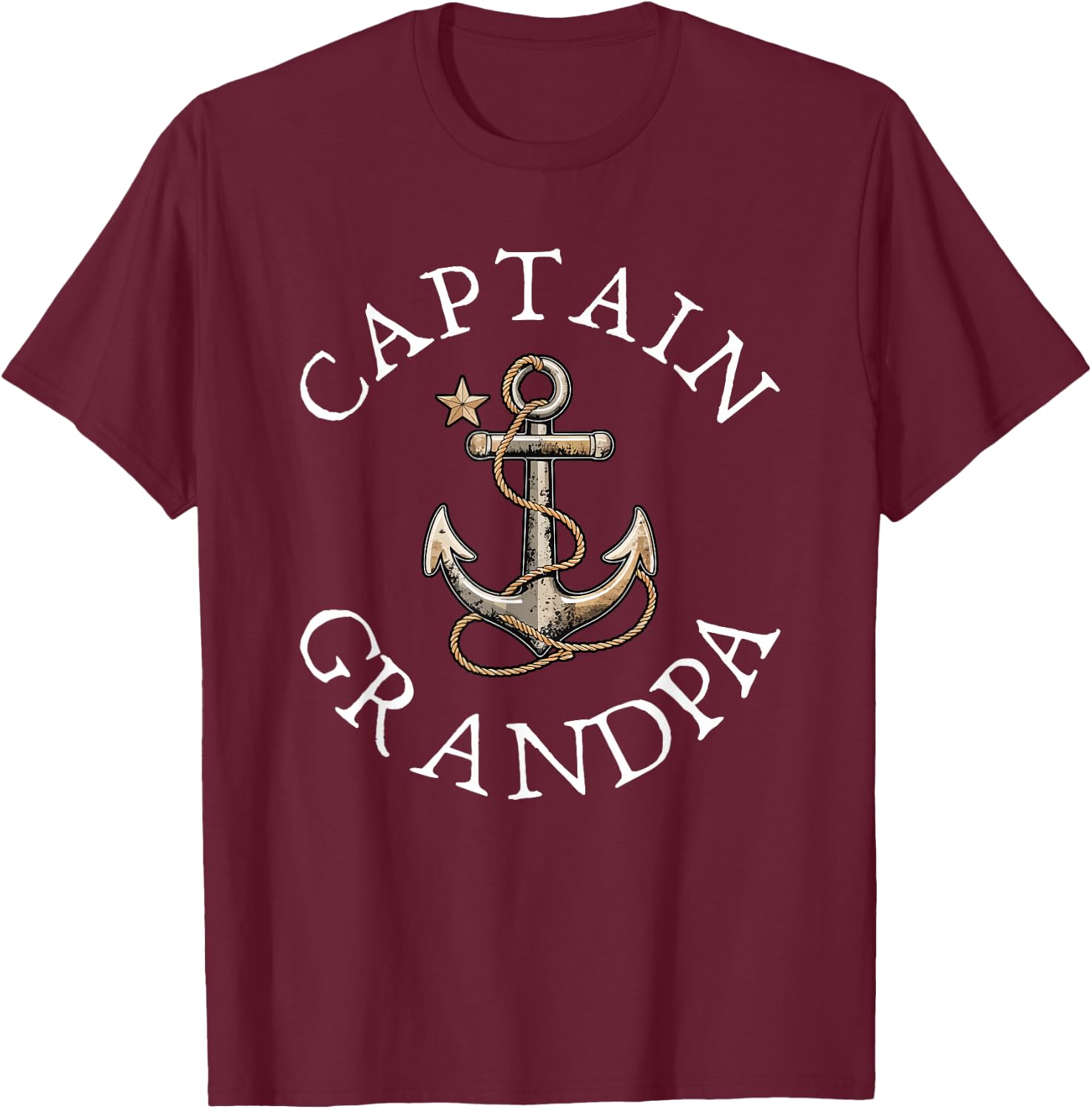 Captain Grandpa Boat Sailing Boating Vintage Anchor Funny T-Shirt - T-Shirt | Maroon