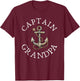 Captain Grandpa Boat Sailing Boating Vintage Anchor Funny T-Shirt - T-Shirt | Maroon