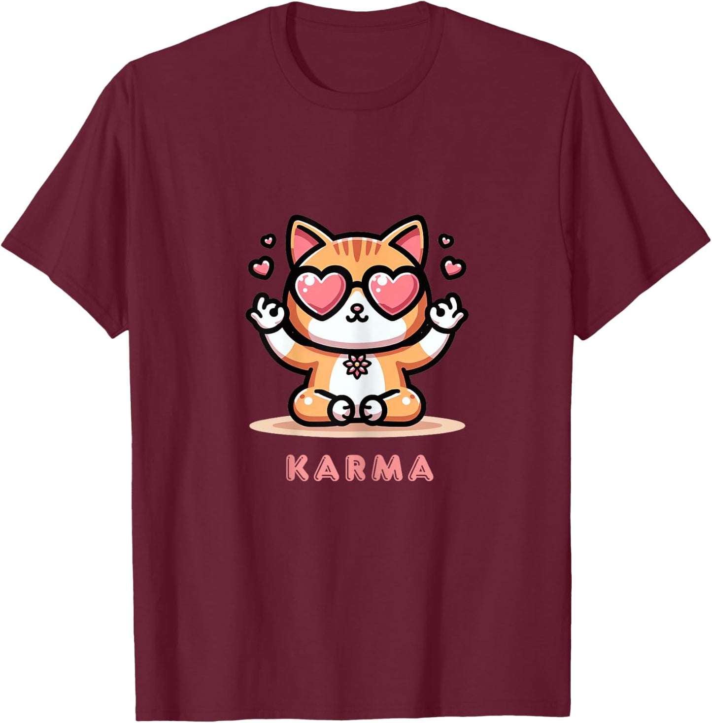 Karma Cat Girls Kids T-Shirt - T-Shirt | Maroon