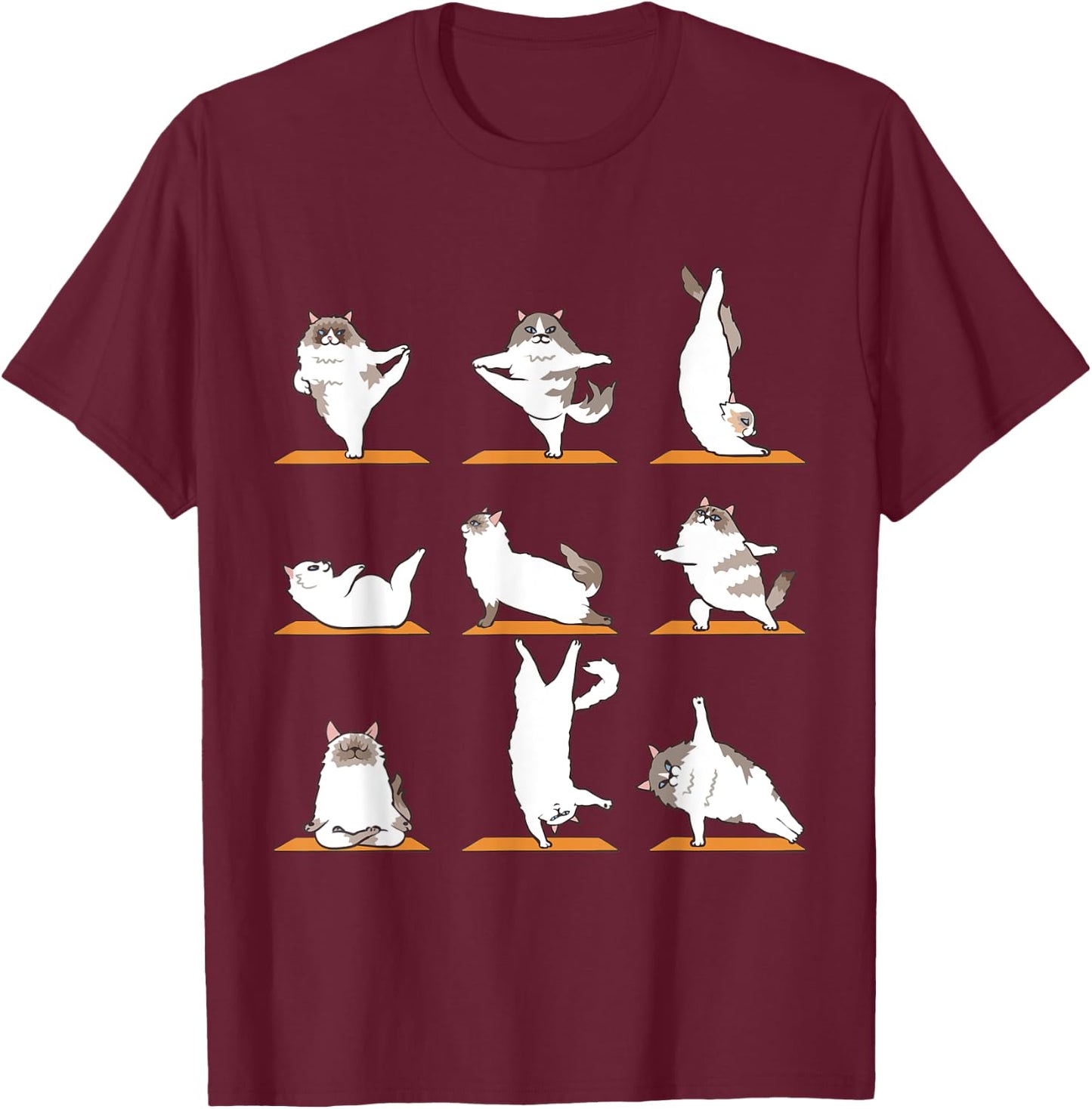 Ragdoll Cat Yoga T-Shirt - T-Shirt | Maroon