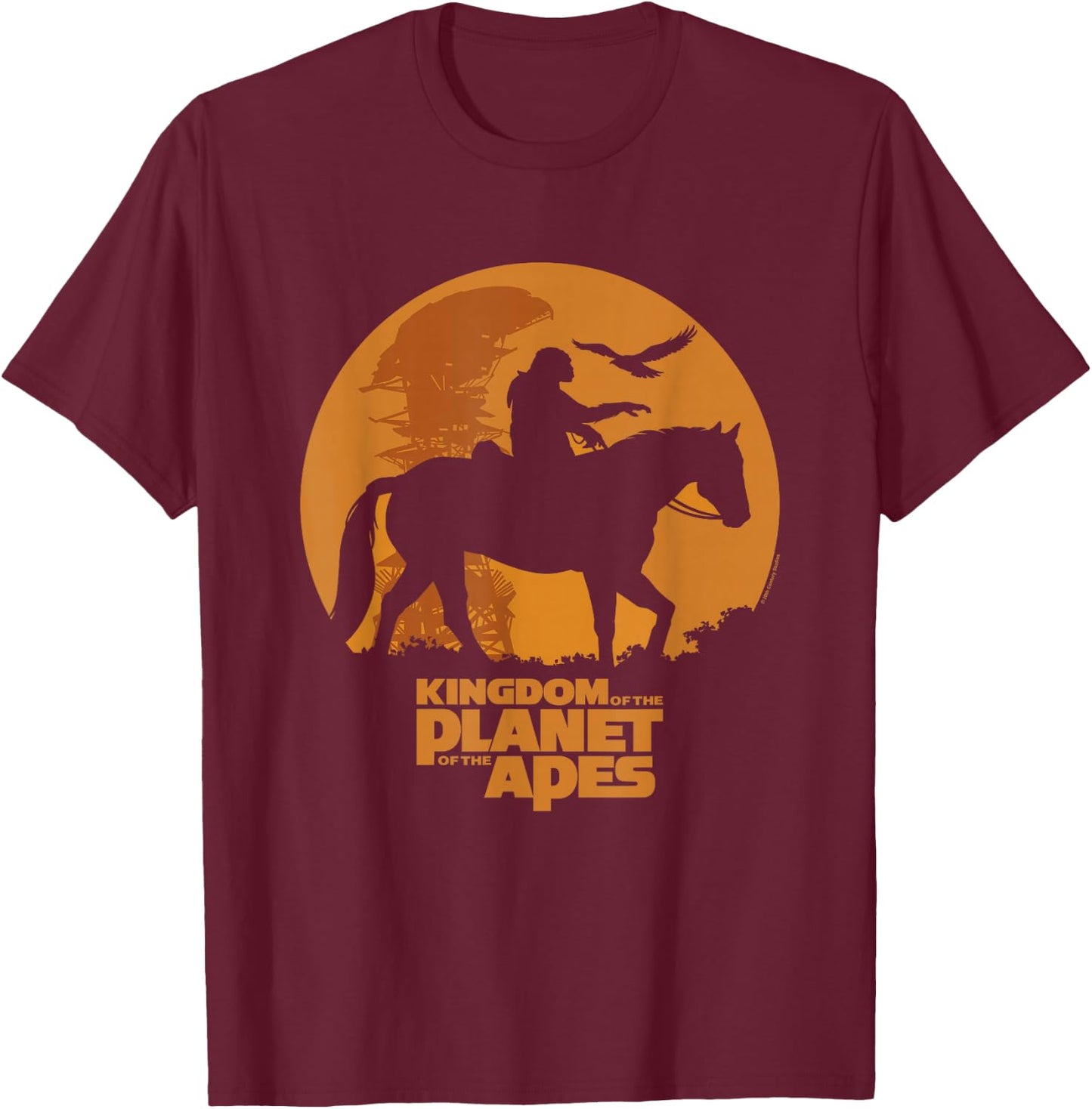 Kingdom of the Planet of the Apes Caesar Moon Silhouette T-Shirt - T-Shirt | Maroon