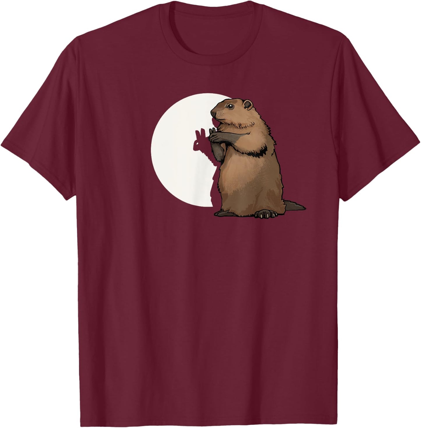 Groundhog Day Shadow Puppet Funny Gift T-Shirt - T-Shirt | Maroon