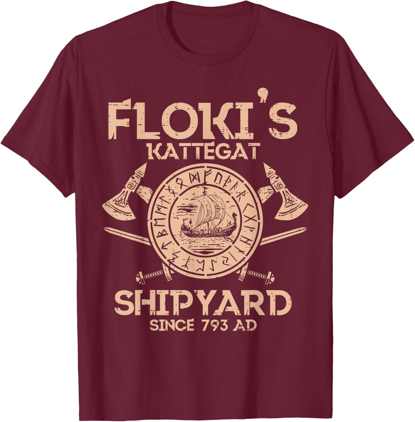 Viking Flokis Kattegat Shipyard Norse Mythology Men Women T-Shirt - T-Shirt | Maroon
