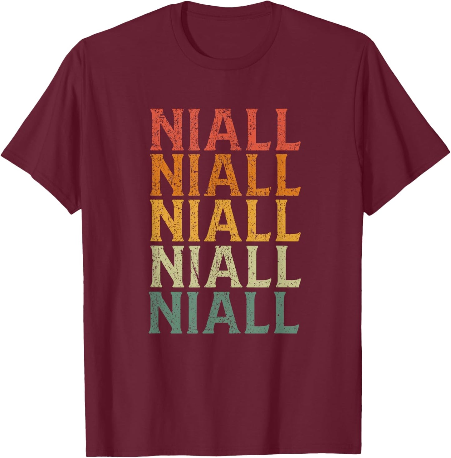 Retro Custom First Name Niall T-Shirt - T-Shirt | Maroon