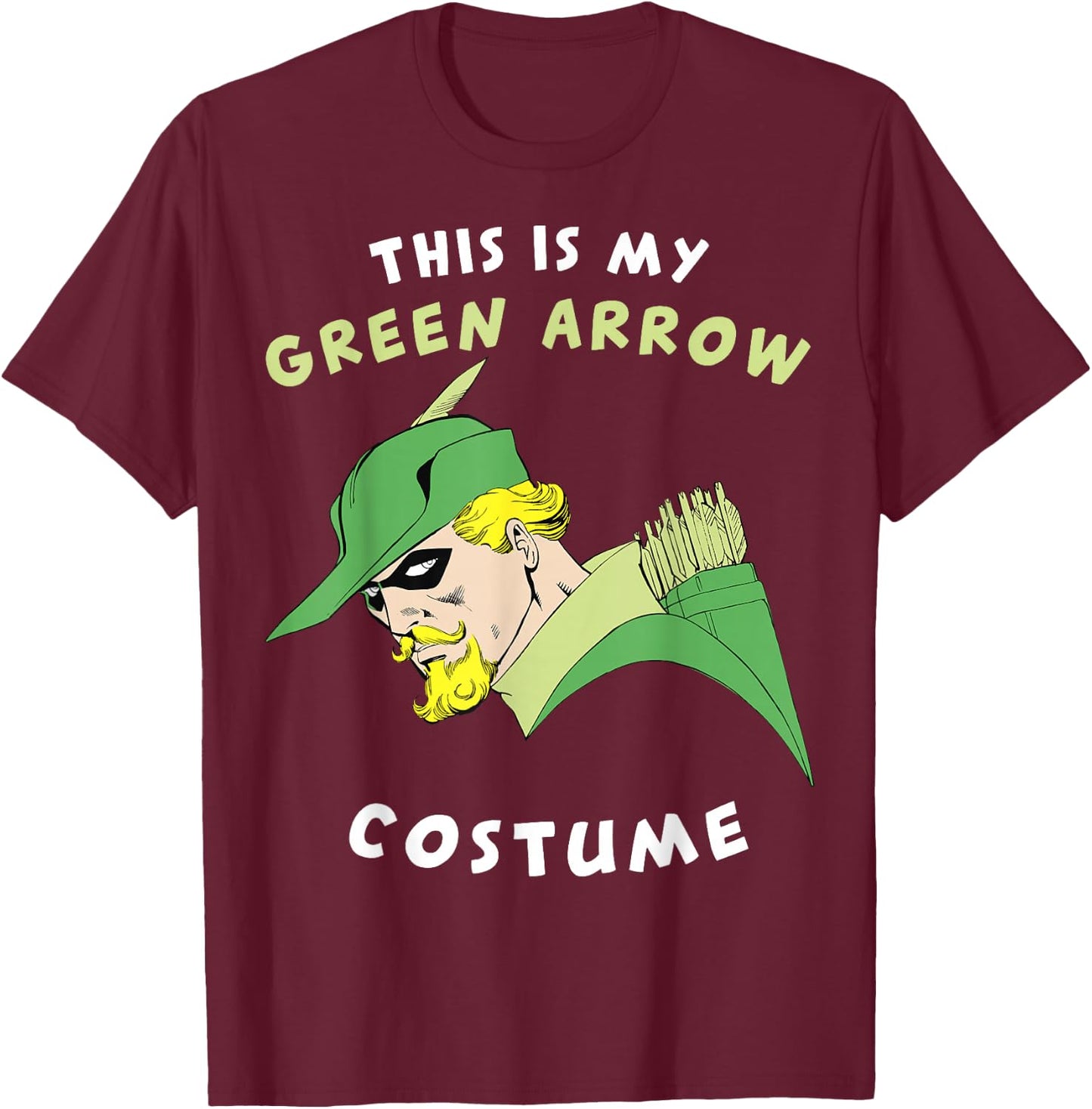 DC Comics This is My Green Arrow Costume Text T-Shirt - T-Shirt | Maroon