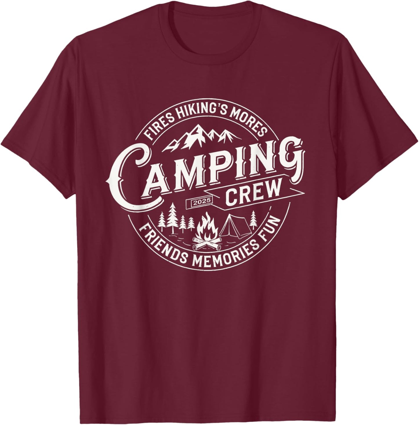 Camping Crew 2025 Matching for Family Camper Kid Girl Boy T-Shirt - T-Shirt | Maroon