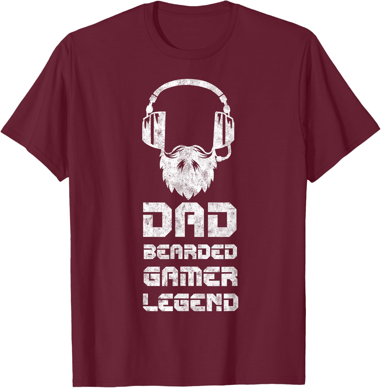 Dad Bearded Gamer Father's Day Humor Bearded Daddy Gamer T-Shirt - T-Shirt | Maroon