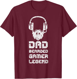 Dad Bearded Gamer Father's Day Humor Bearded Daddy Gamer T-Shirt - T-Shirt | Maroon